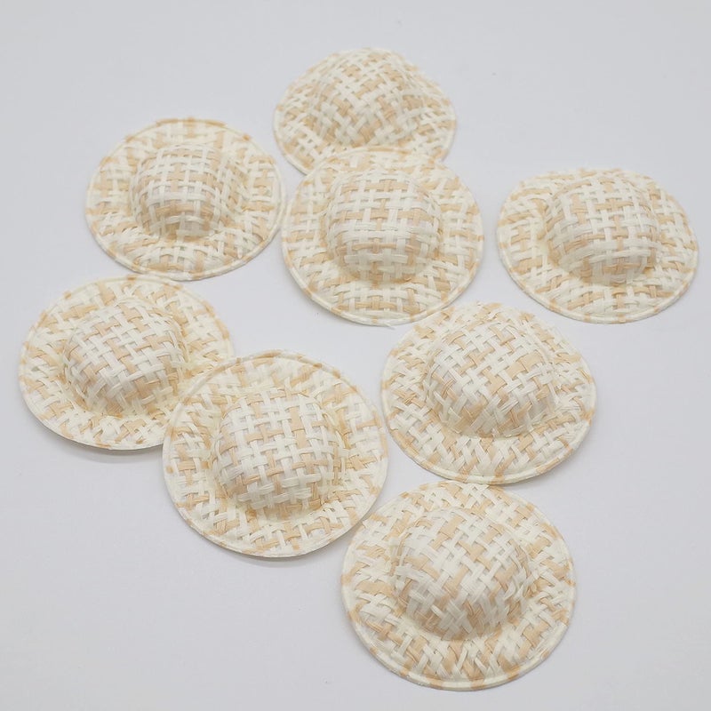 FOIBURELY 20 Pcs Mini Imitation Straw Knitting Hats Miniature Doll Hats for Dollhouse DIY Craft Decoration Accessories(2 inchs) - Image 4